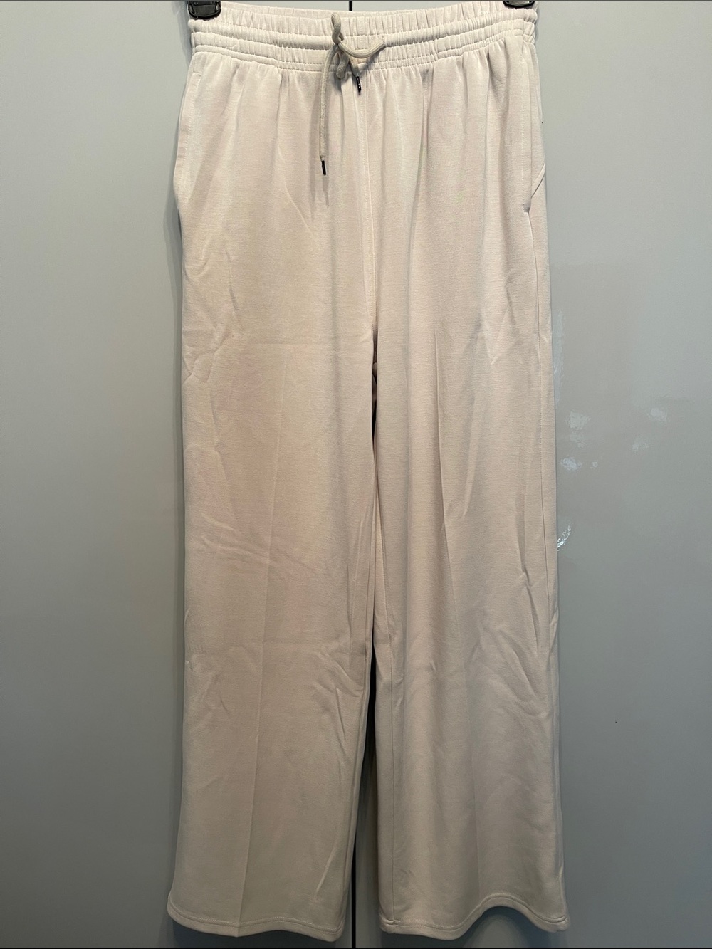 Casual Drawstring Wide-Leg Pants - Cream